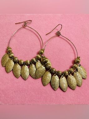 Gold Fringe Hoop Earrings